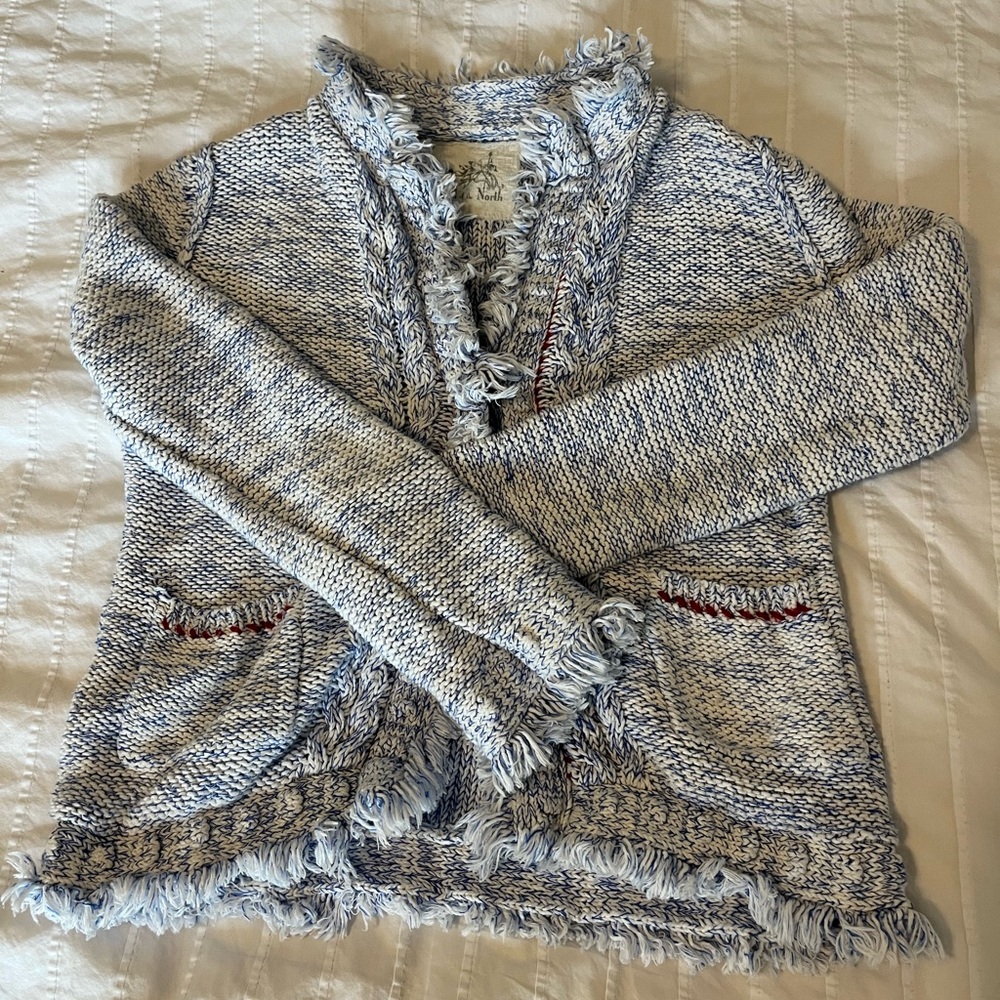 Angel of the North XS sweater. Blue and white knitted fabric. GUC